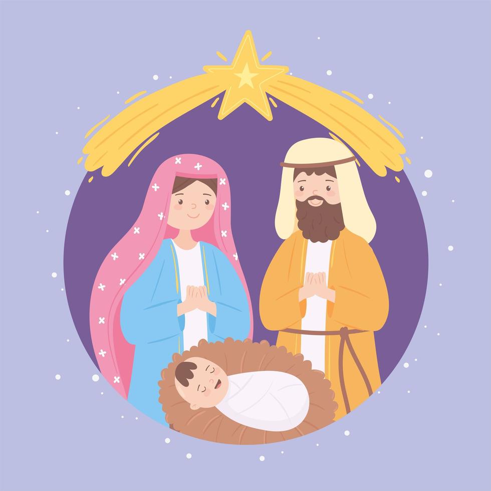 sacred family manger vector