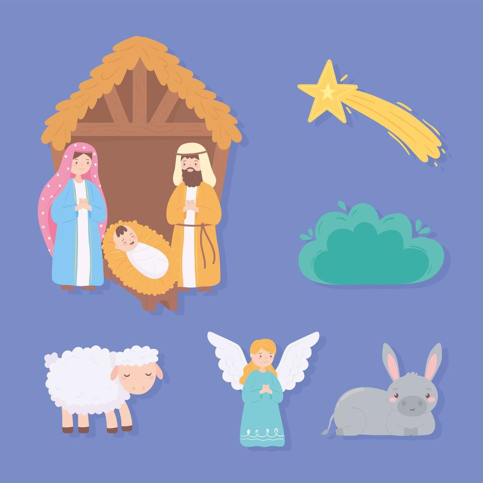 set of manger family vector