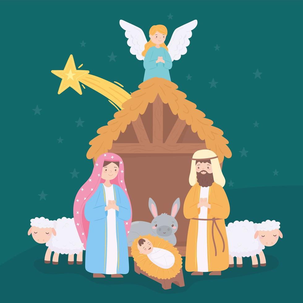 pesebre familia tradicional vector