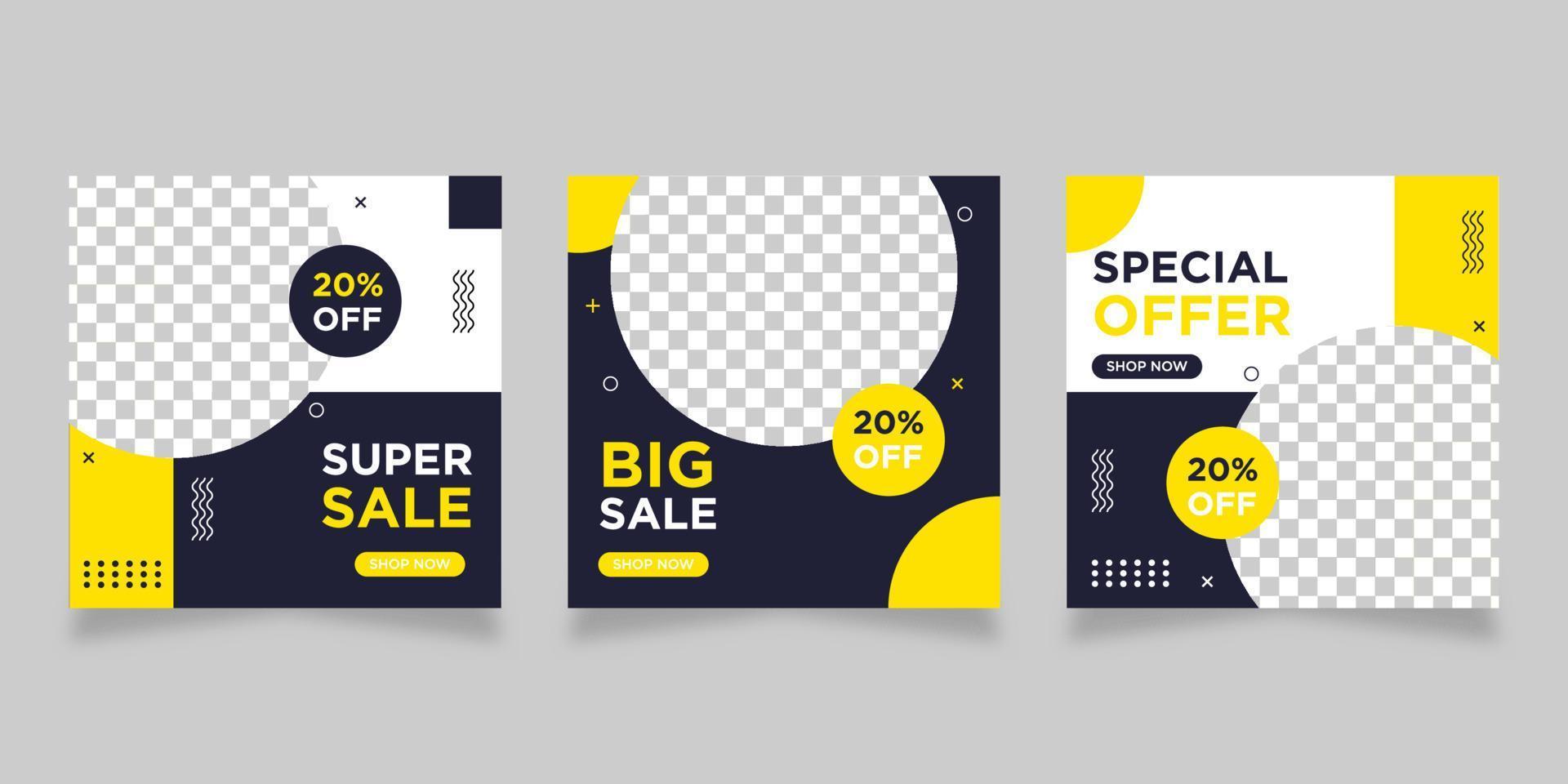Modern promotion square web sale banner for social media vector
