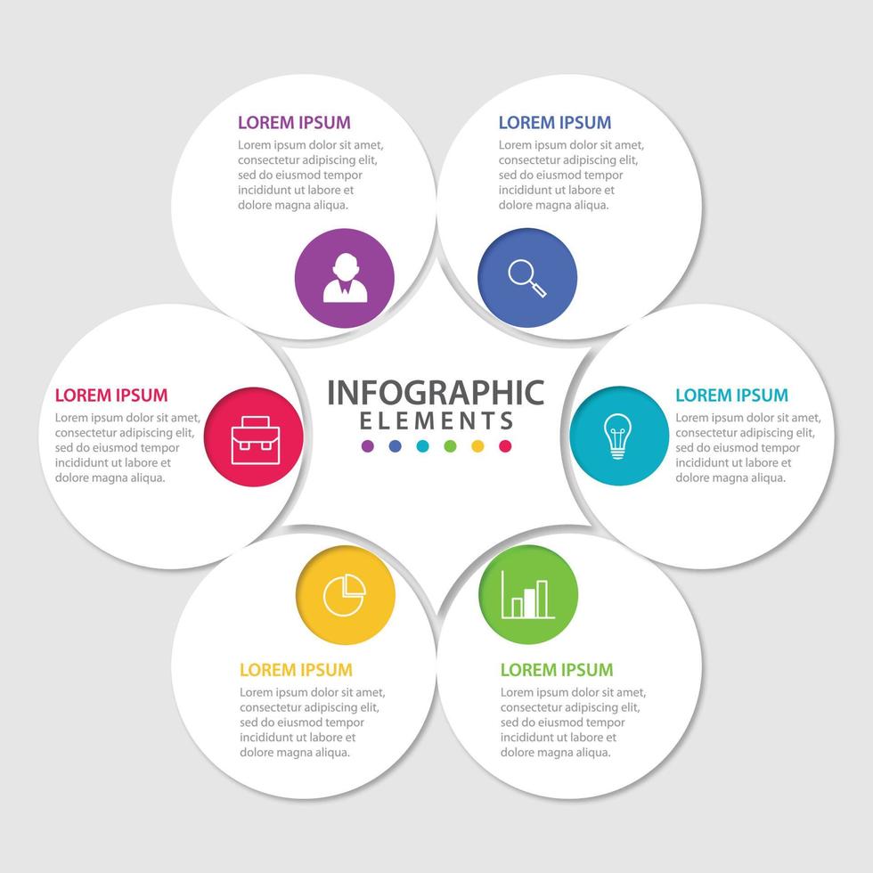 Presentación plantilla de infografía empresarial con 6 opciones. vector