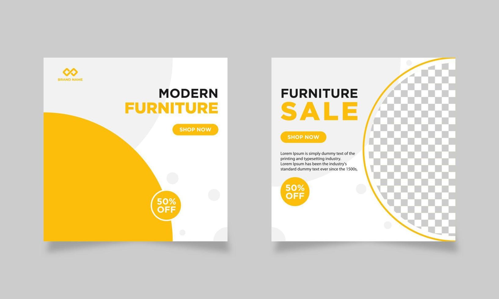 Furniture sale social media banner template vector