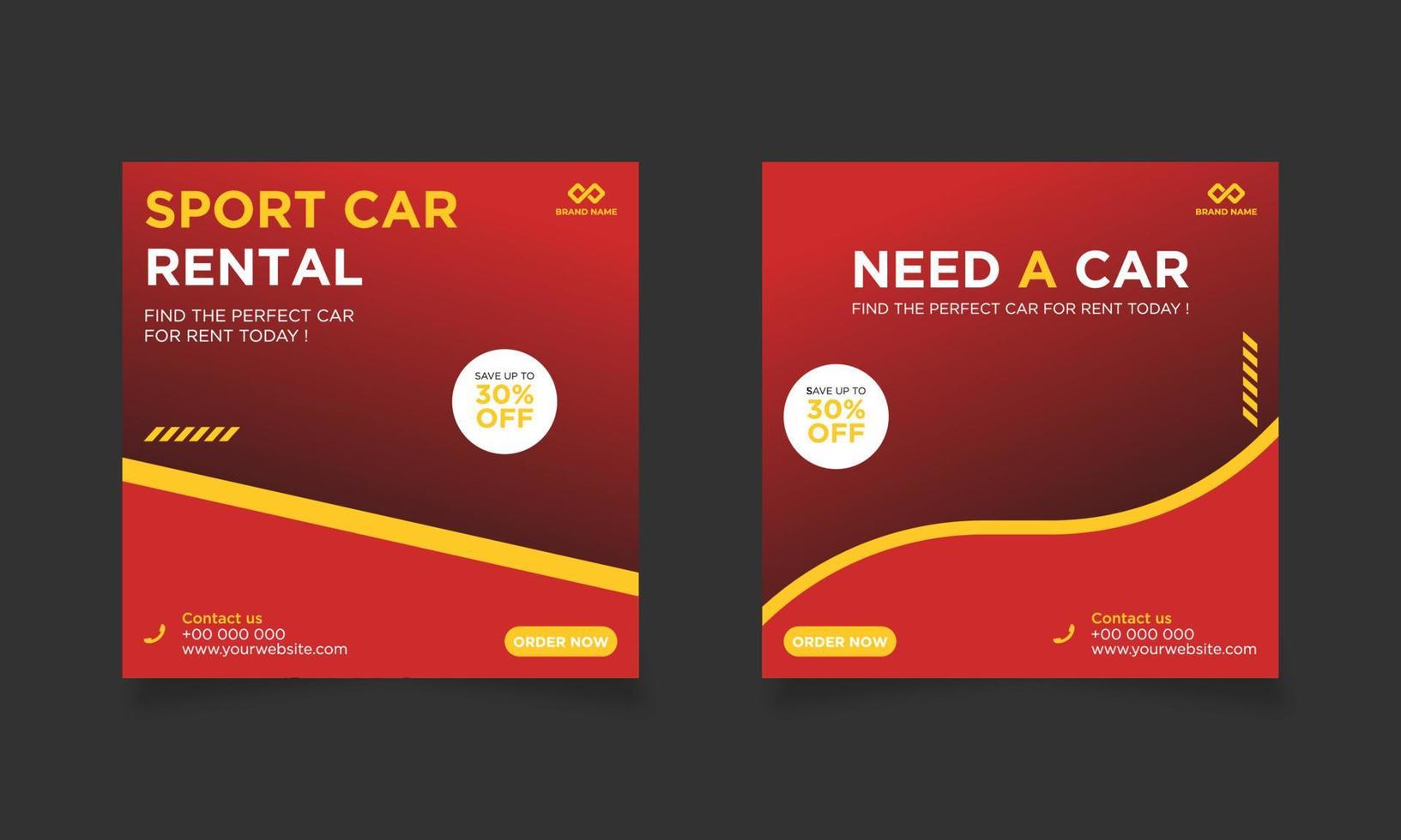 Rent car for social media banner template vector