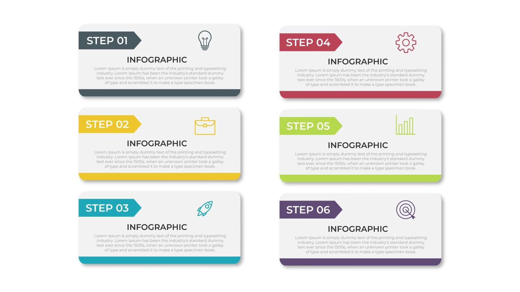 Presentación plantilla de infografía empresarial con 6 opciones. vector