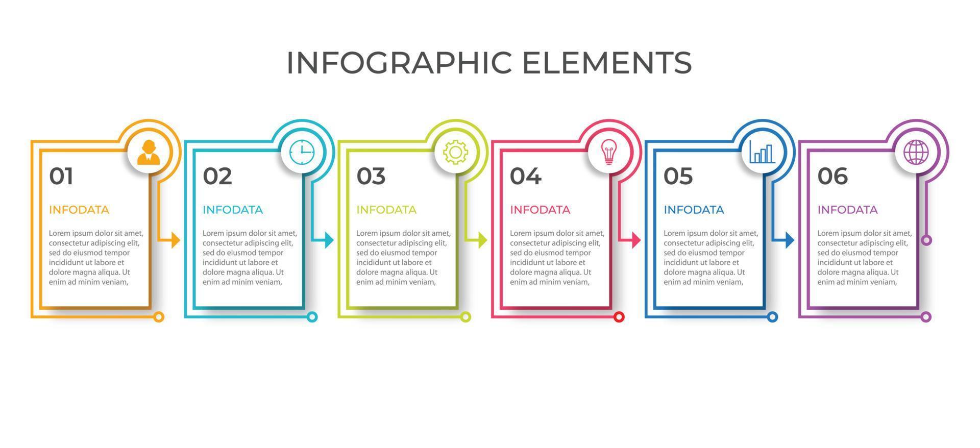 Presentación plantilla de infografía empresarial con 6 opciones. vector