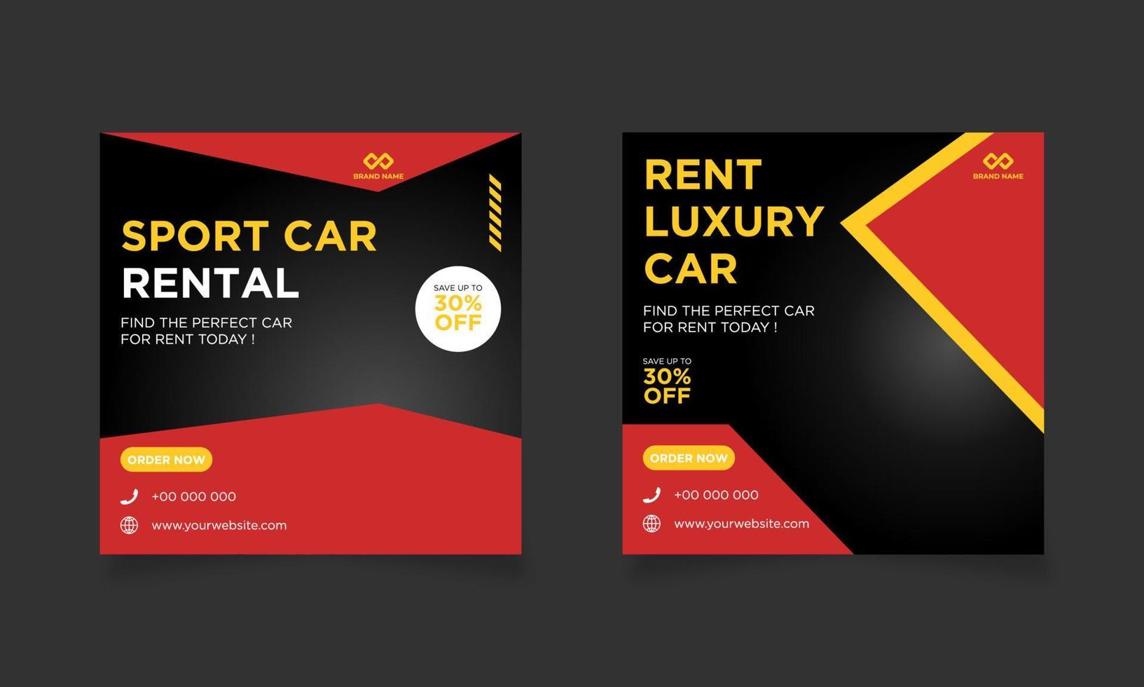 Rent car for social media banner template vector