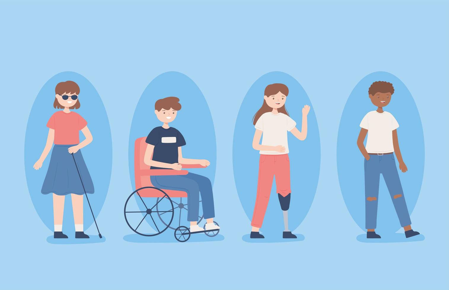 diverse young people, set vector