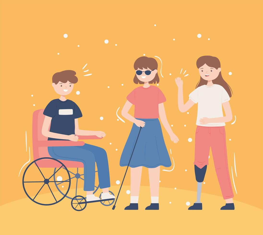 handicapped group people vector