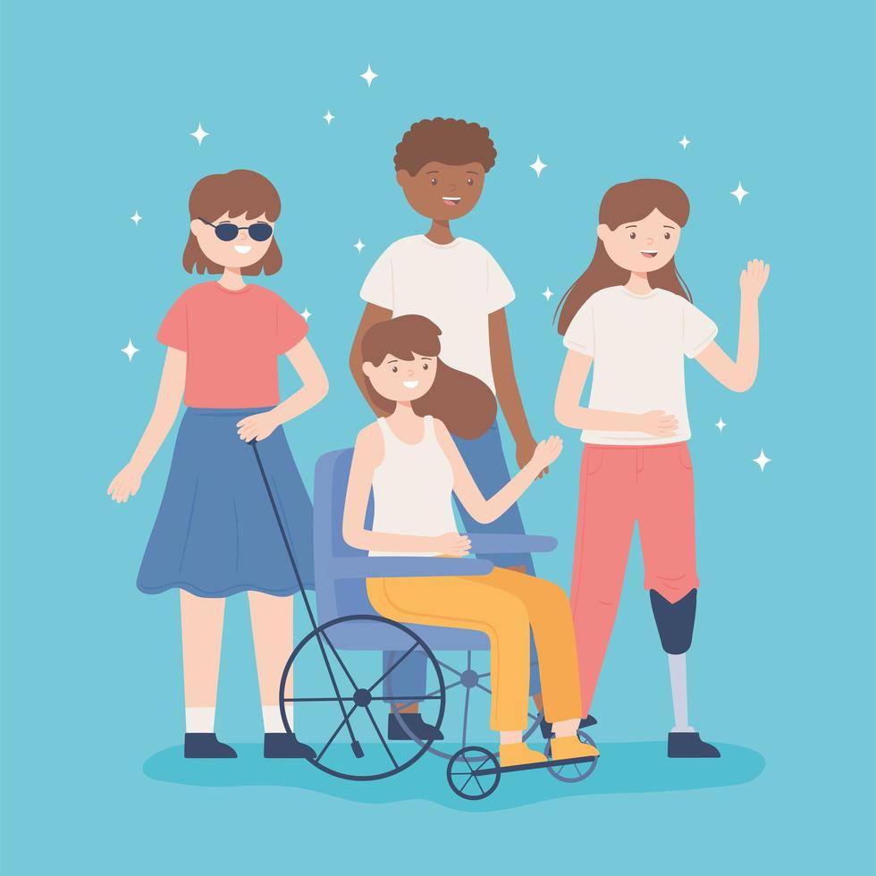 diversity people and disabled vector