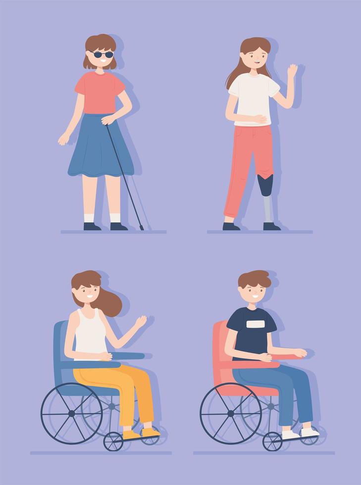 disabled group people vector