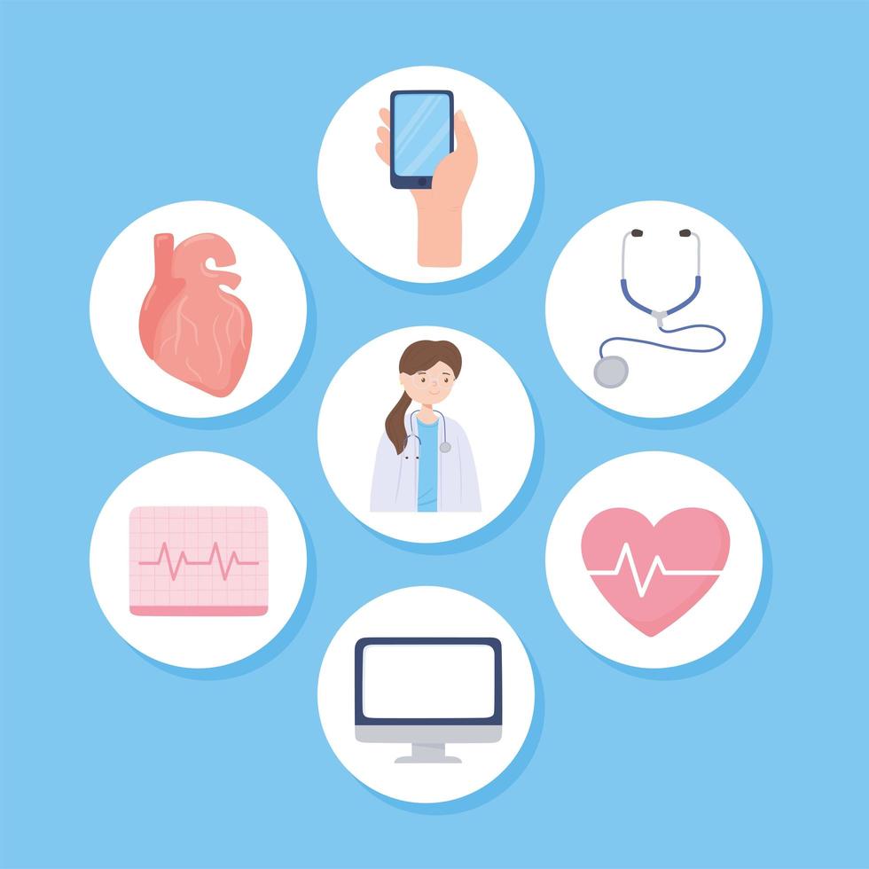 set of heart monitor vector