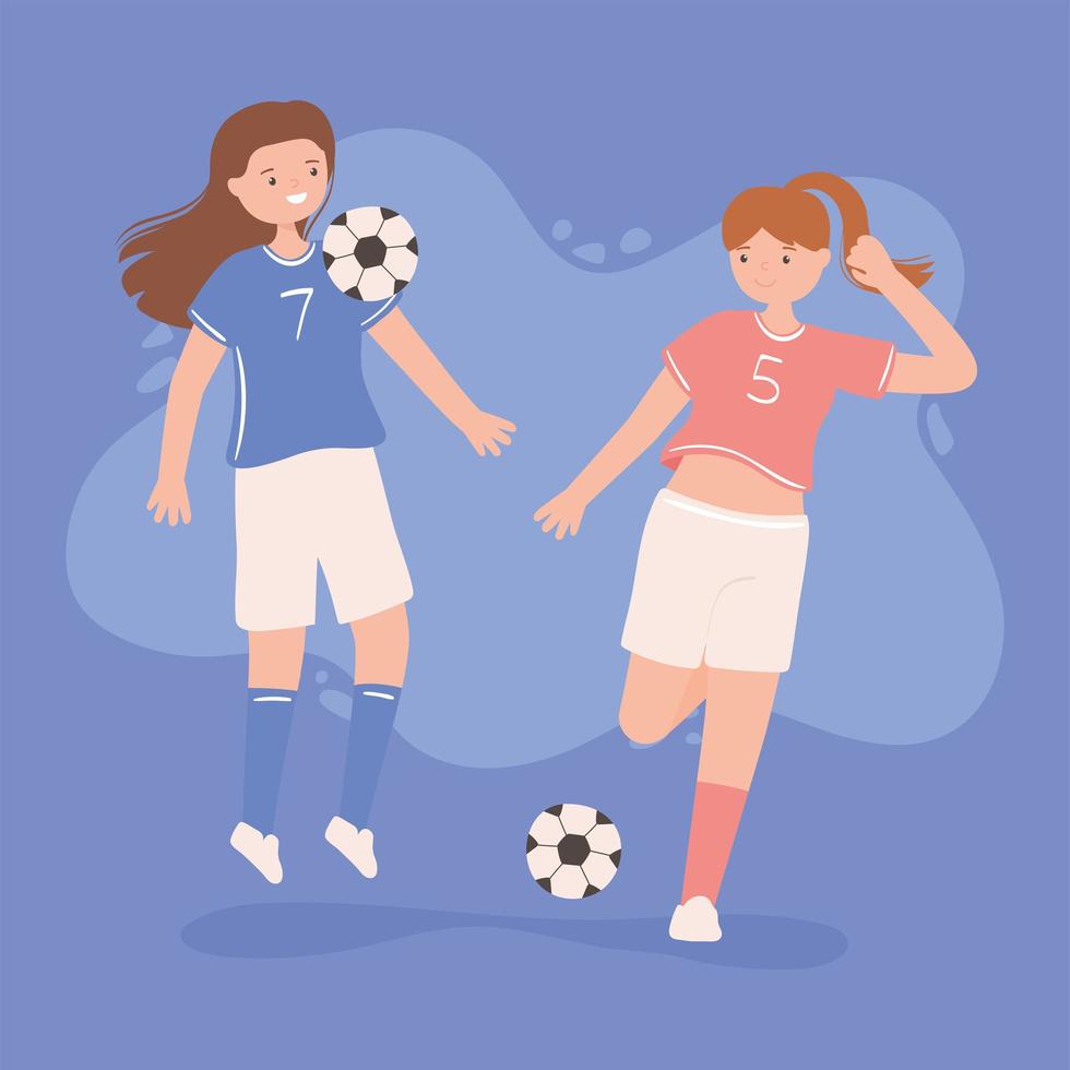 young women soccer vector