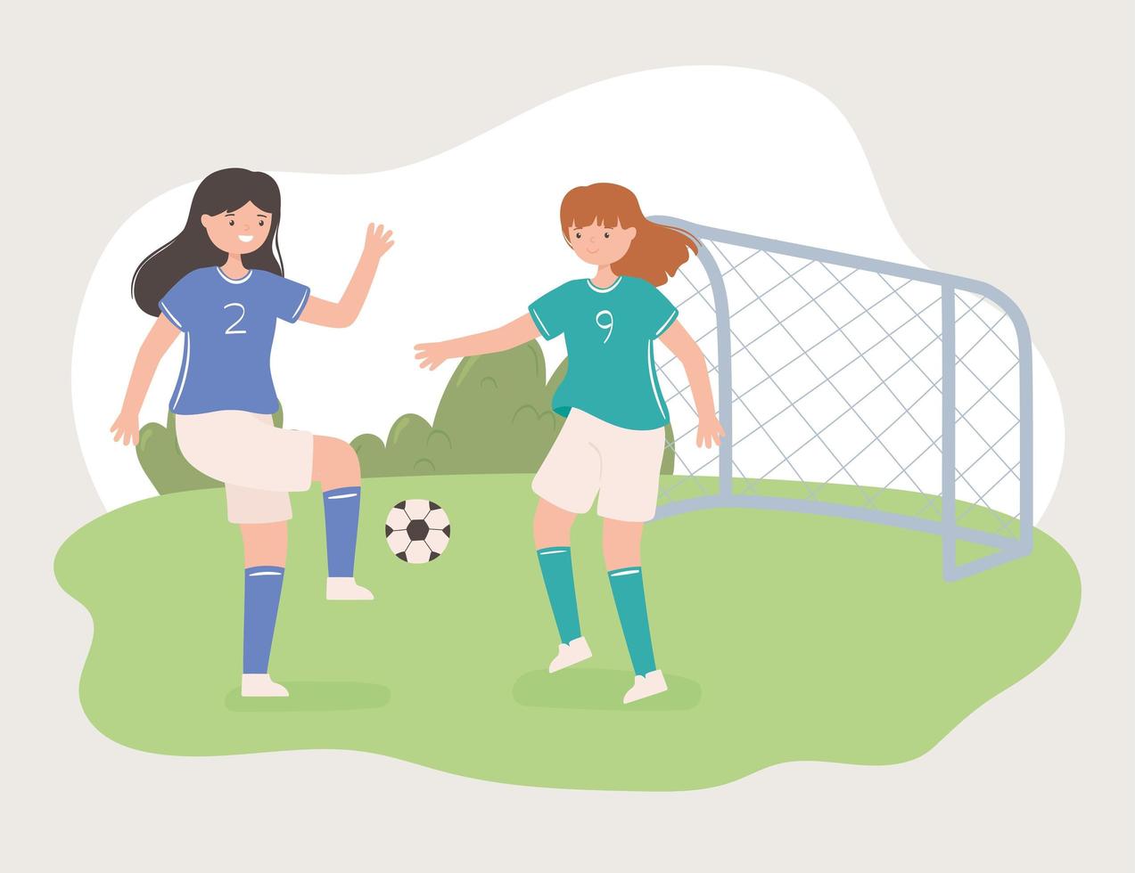 women playing soccer vector