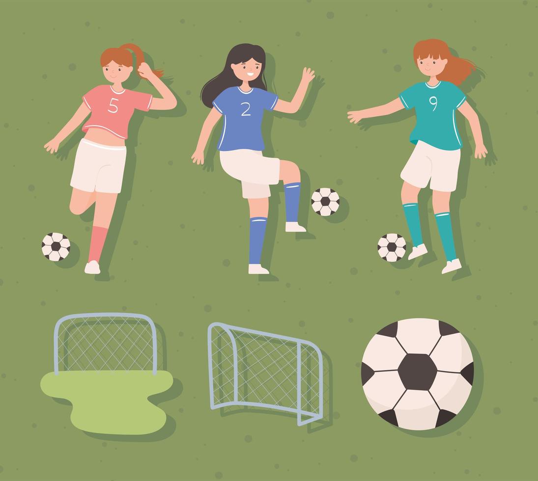 iconos mujeres futbol vector