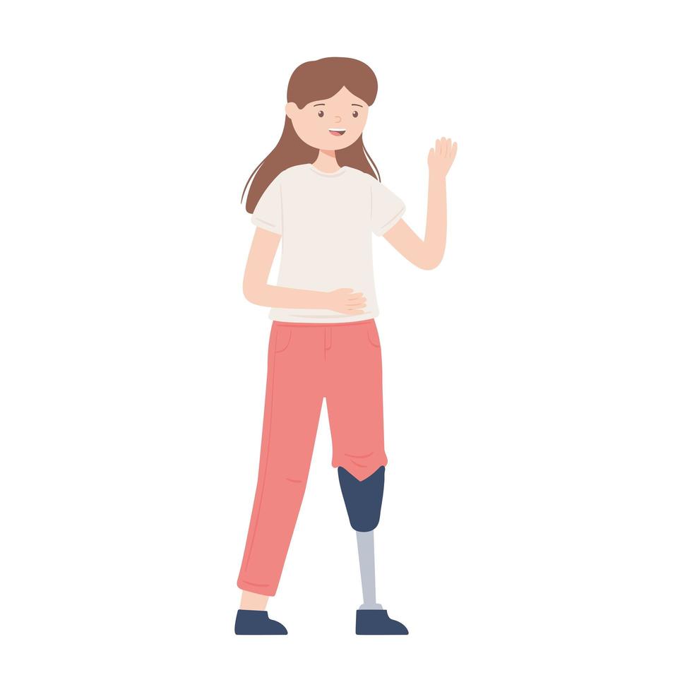 girl with leg prosthesis vector