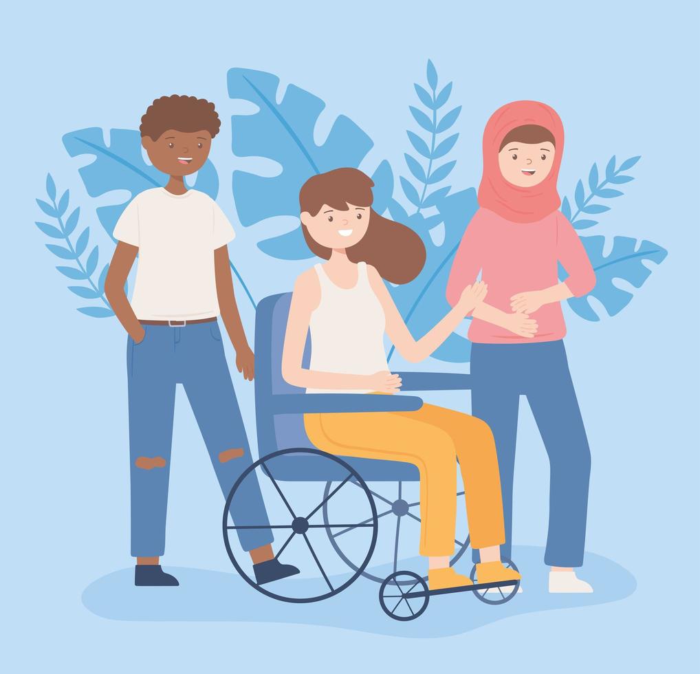 multicultural and disabled people vector