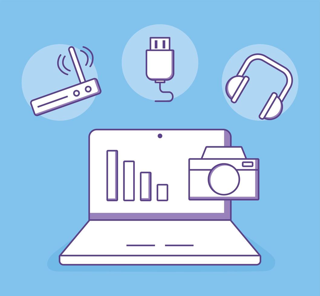 laptop various devices vector
