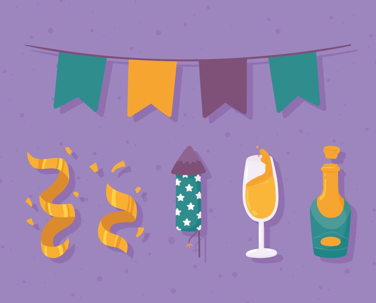 party decoration icons vector