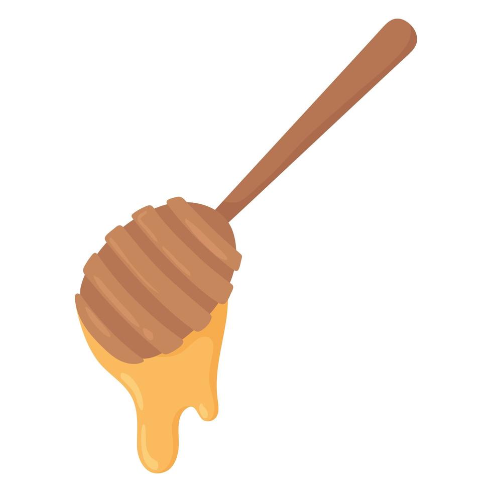 wooden spoon with honey vector