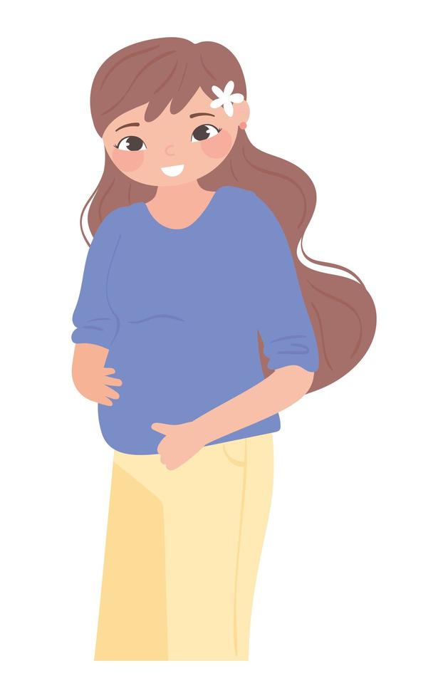 mujer embarazada abraza vientre vector