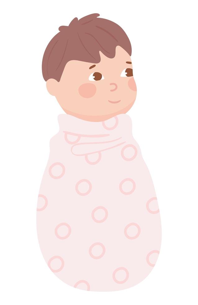 cute baby in blanket vector