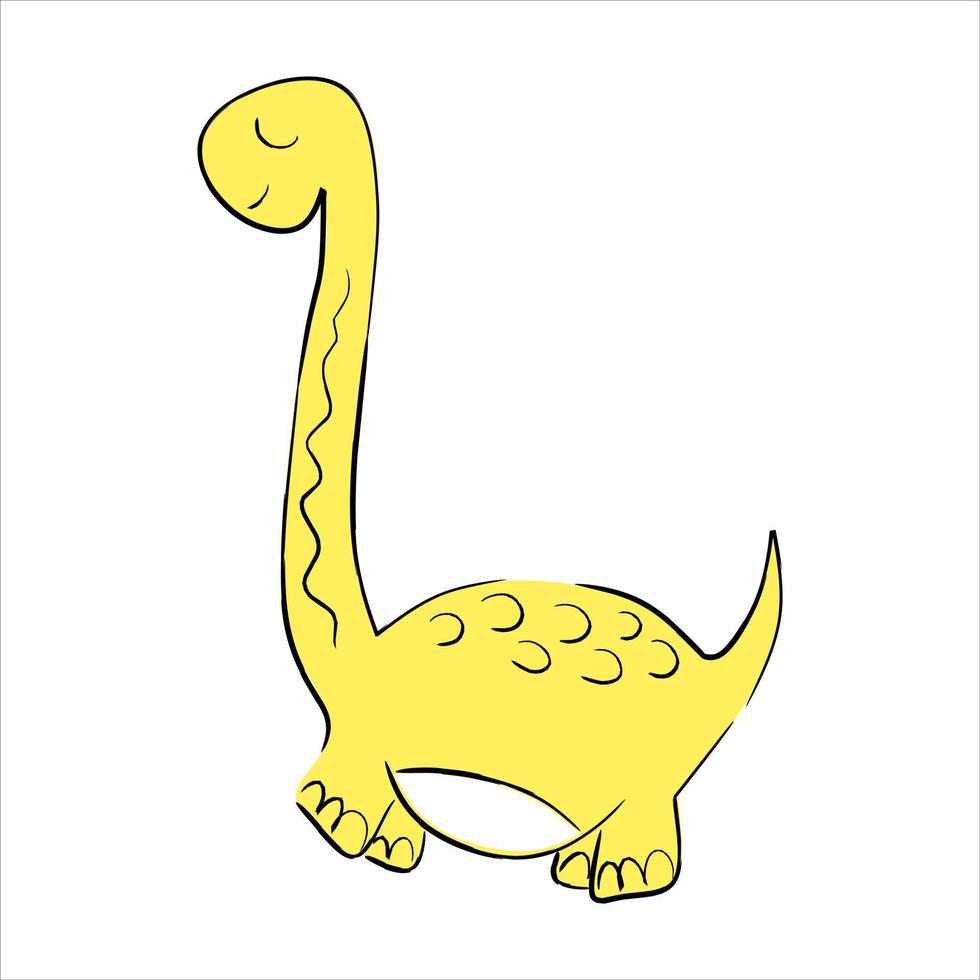 Cute cartoon little yellow dino vector