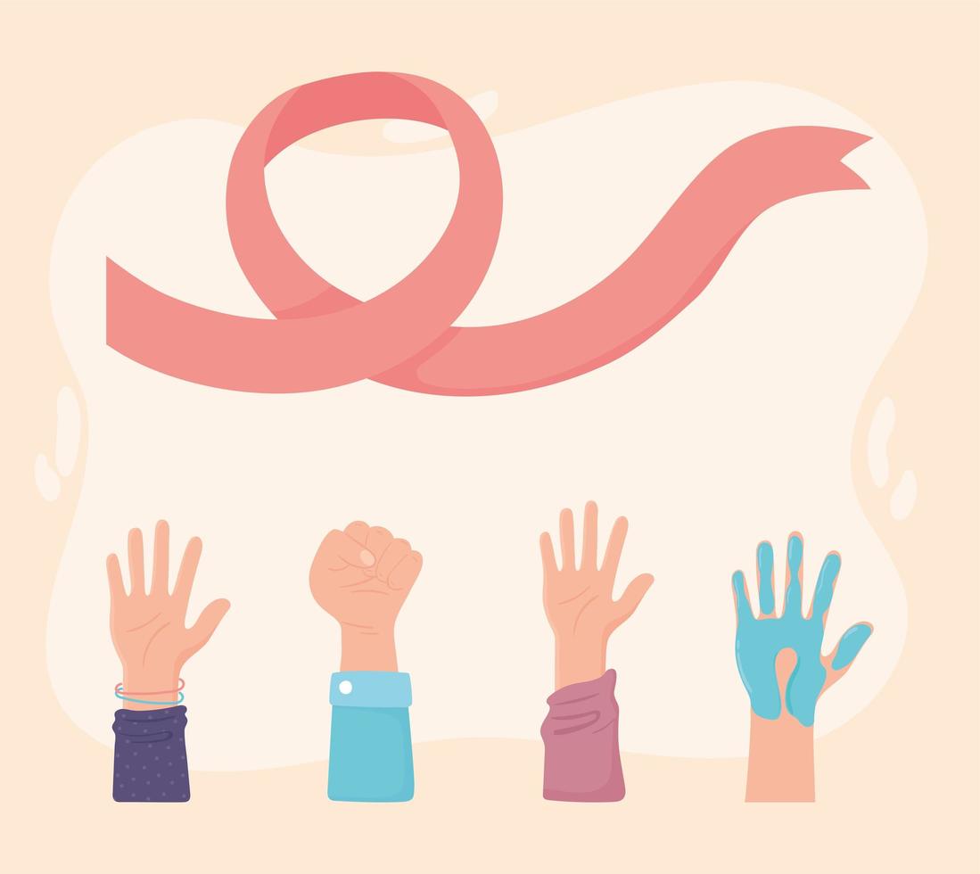 human rights, hands up vector