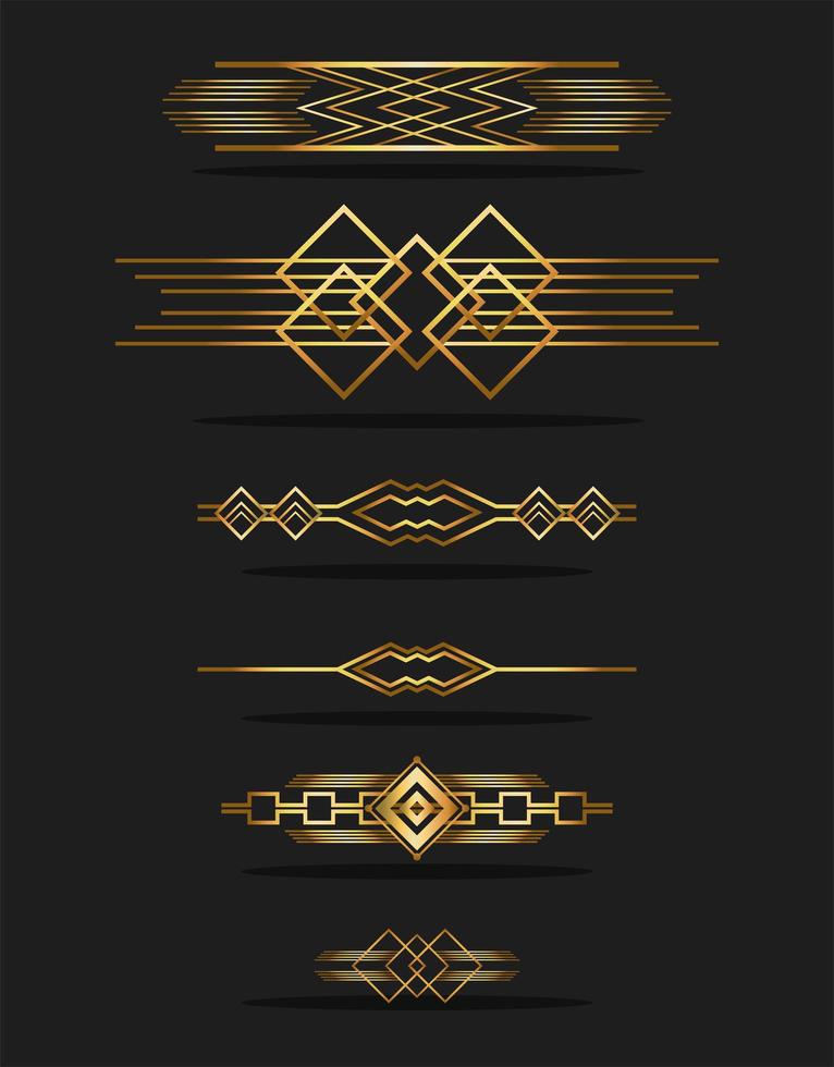 black background art deco frames vector