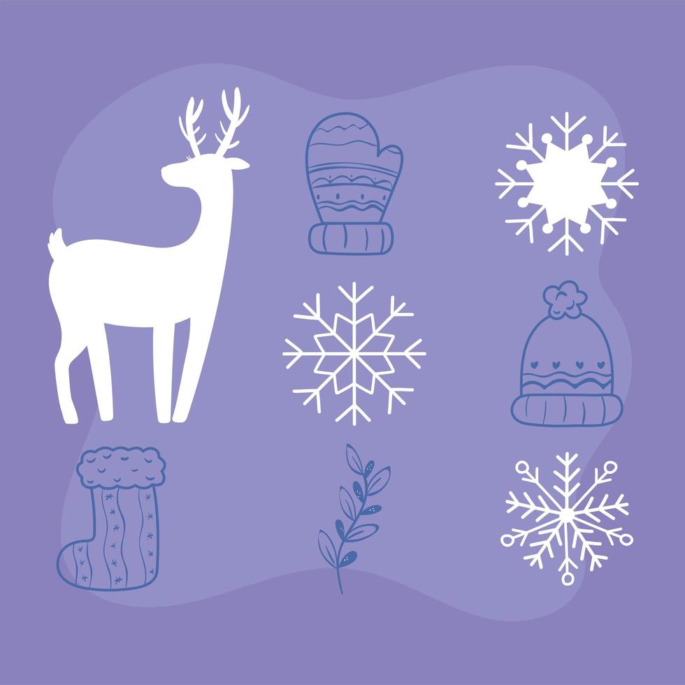 iconos decoracion invierno vector