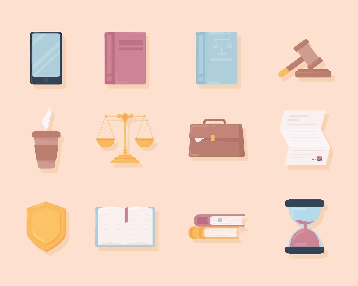 law and justice icons vector