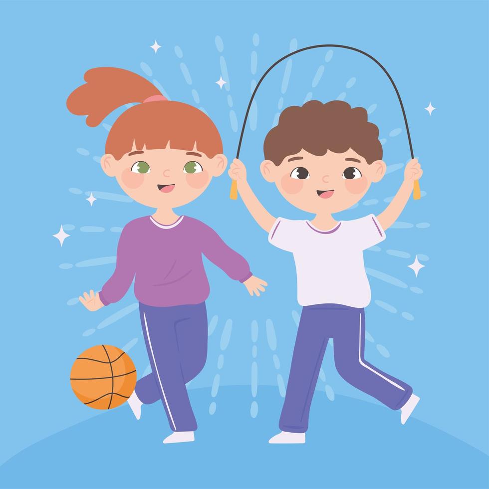 niños pequeños deportivos vector