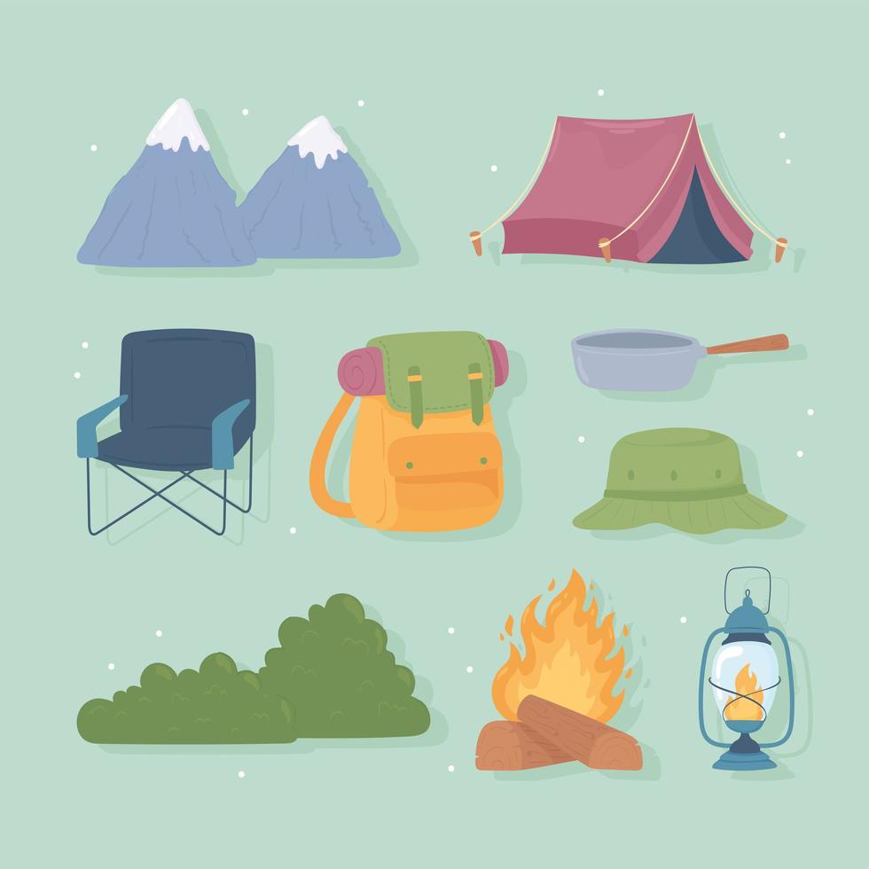 set of camping vector