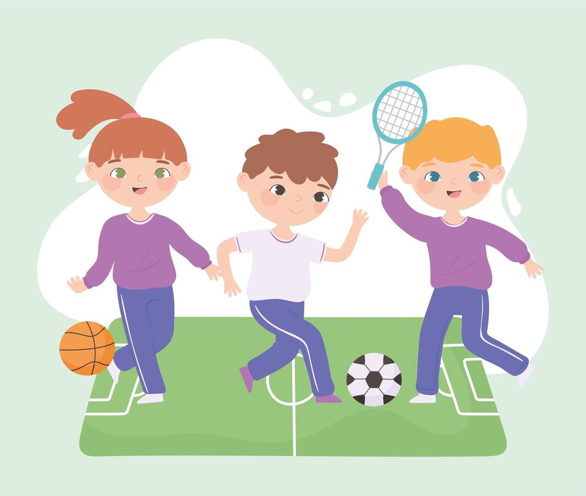 cute kids sport vector
