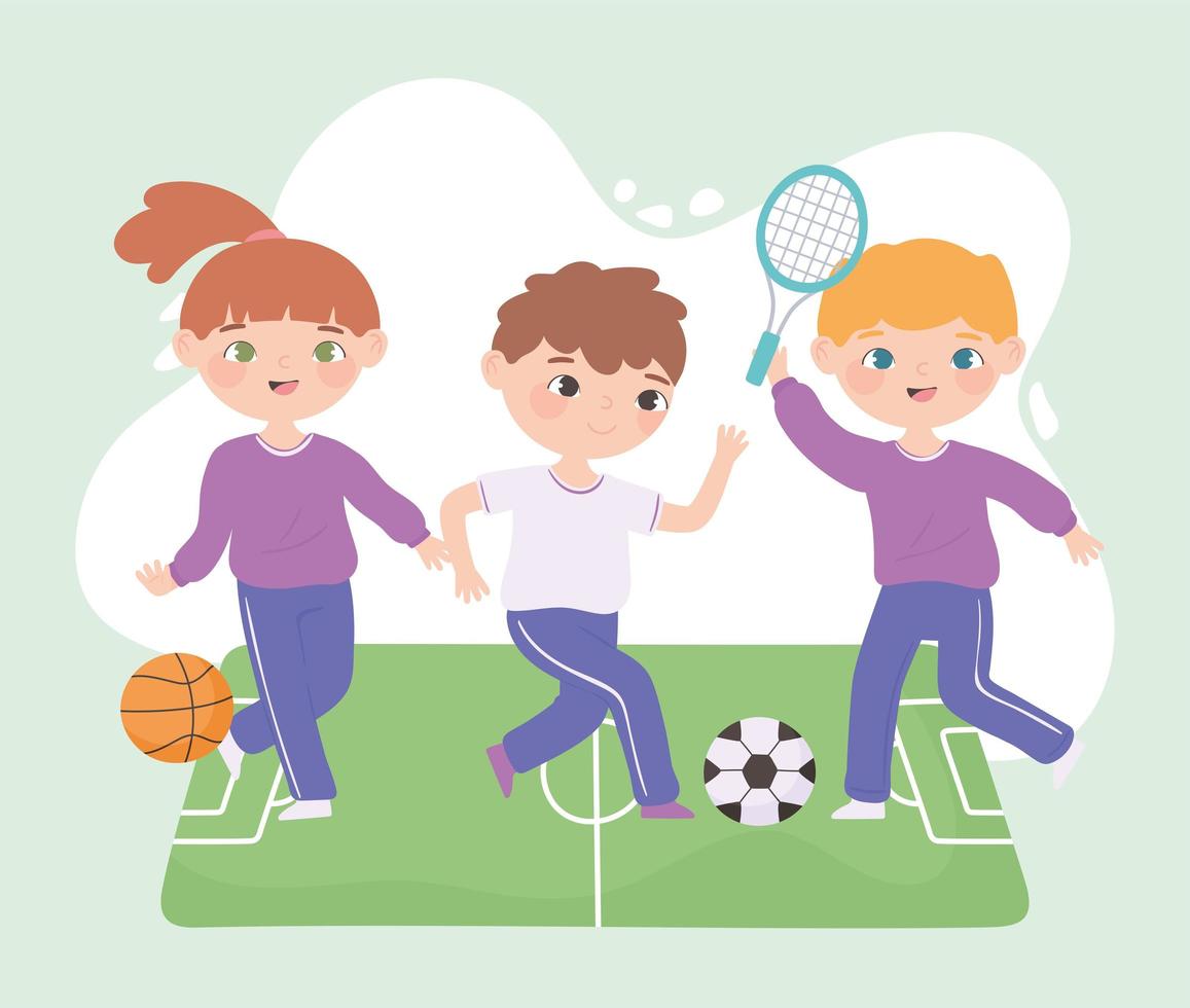 deporte de niños lindos vector