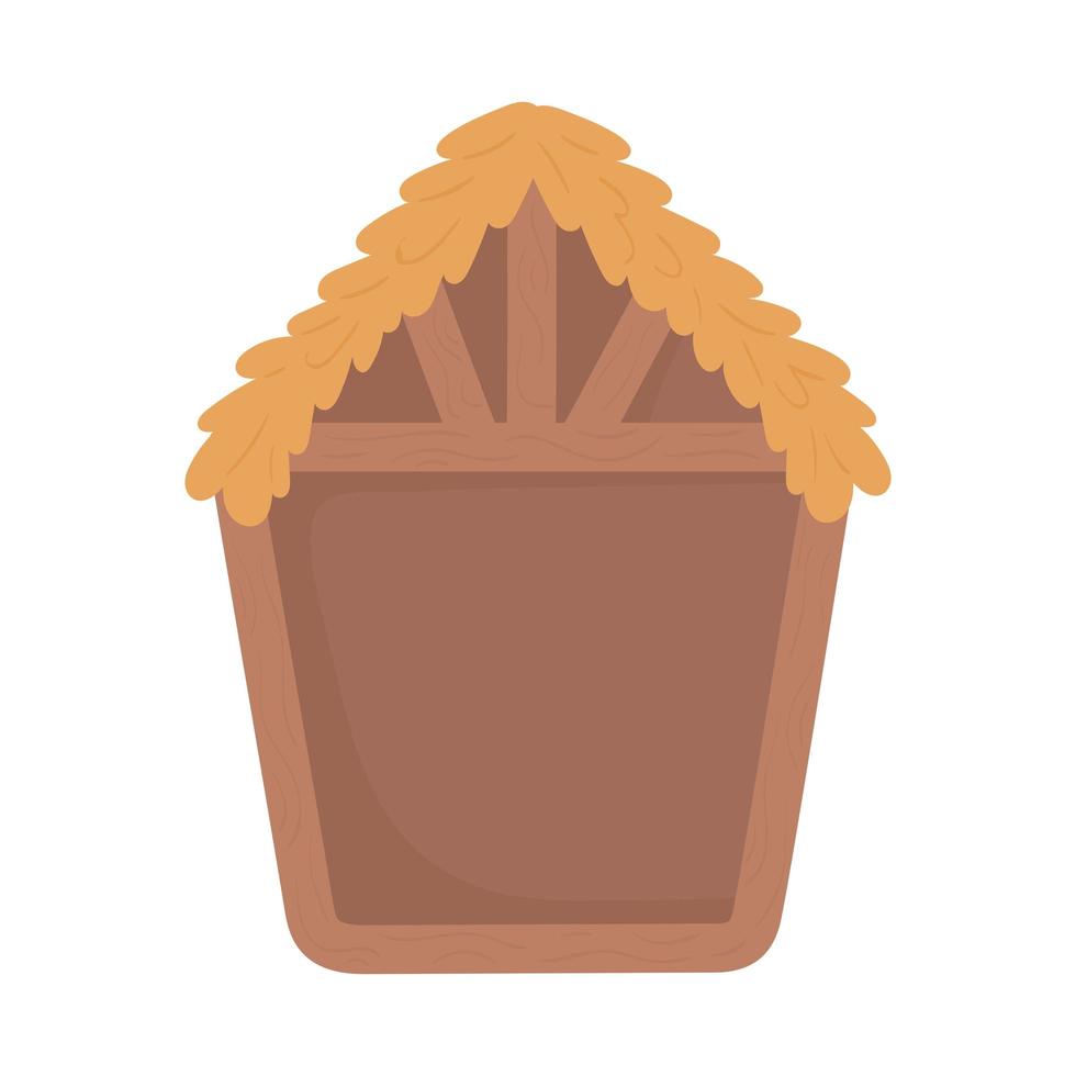 wooden stable and hay vector