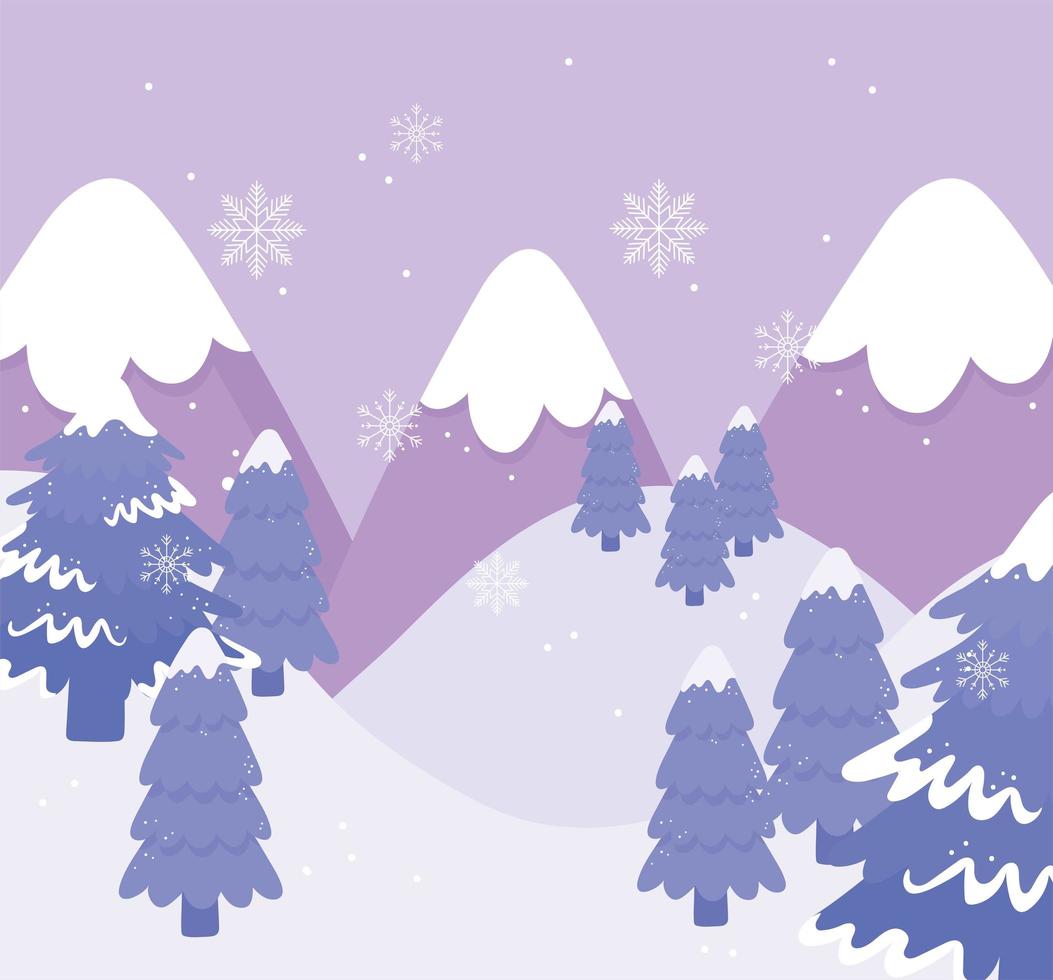 paisaje nevado de invierno vector