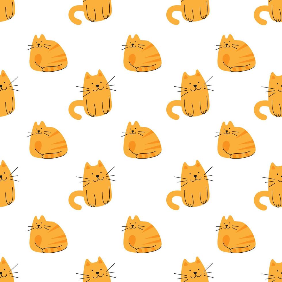 Seamless pattern with cute cats vector