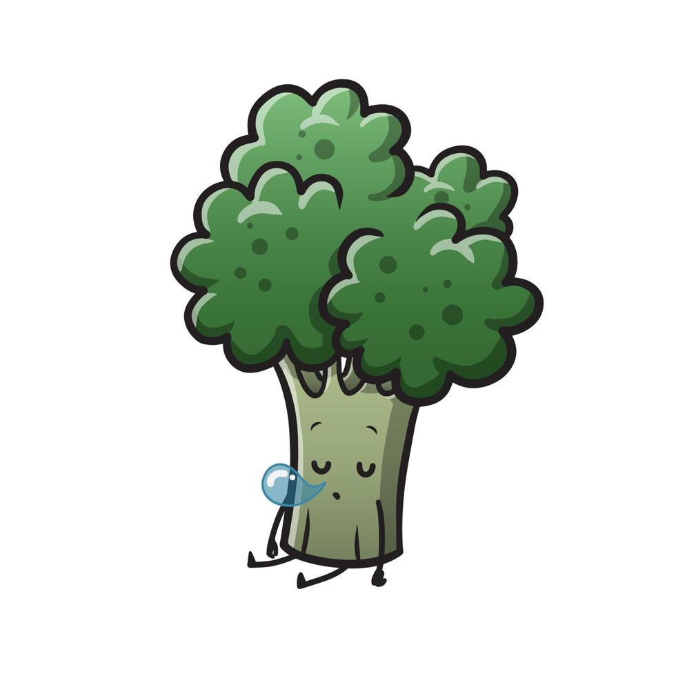 Cute Green Cartoon Broccoli vector