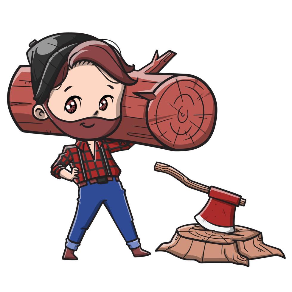 Cute Lumberjack Cartoon vector