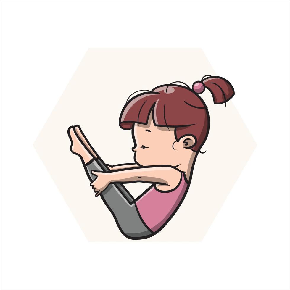 Linda chica de yoga de dibujos animados vector