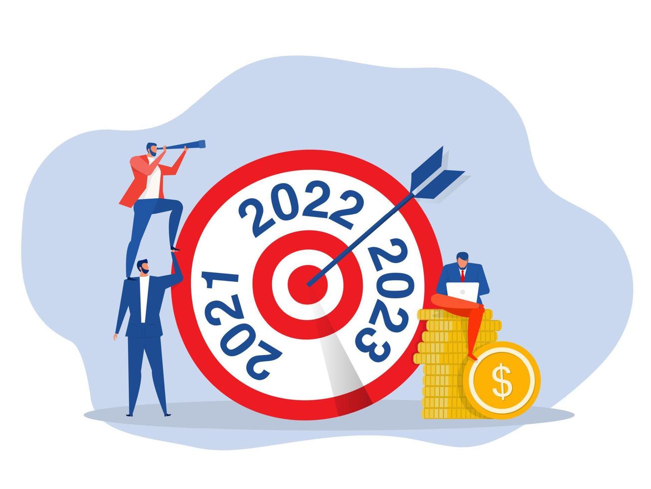 Future Goal And Plans.Year 2022 business target ,new year resolutions, success plan or career achievement concept, vector