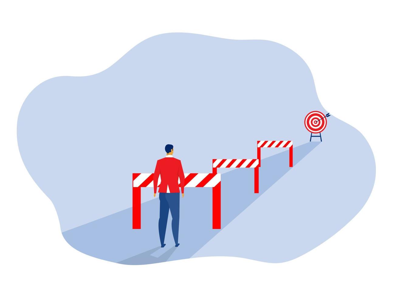 Businessman looking way  with Overcoming obstacle on road forward to goal .Vector illustration cartoon design vector