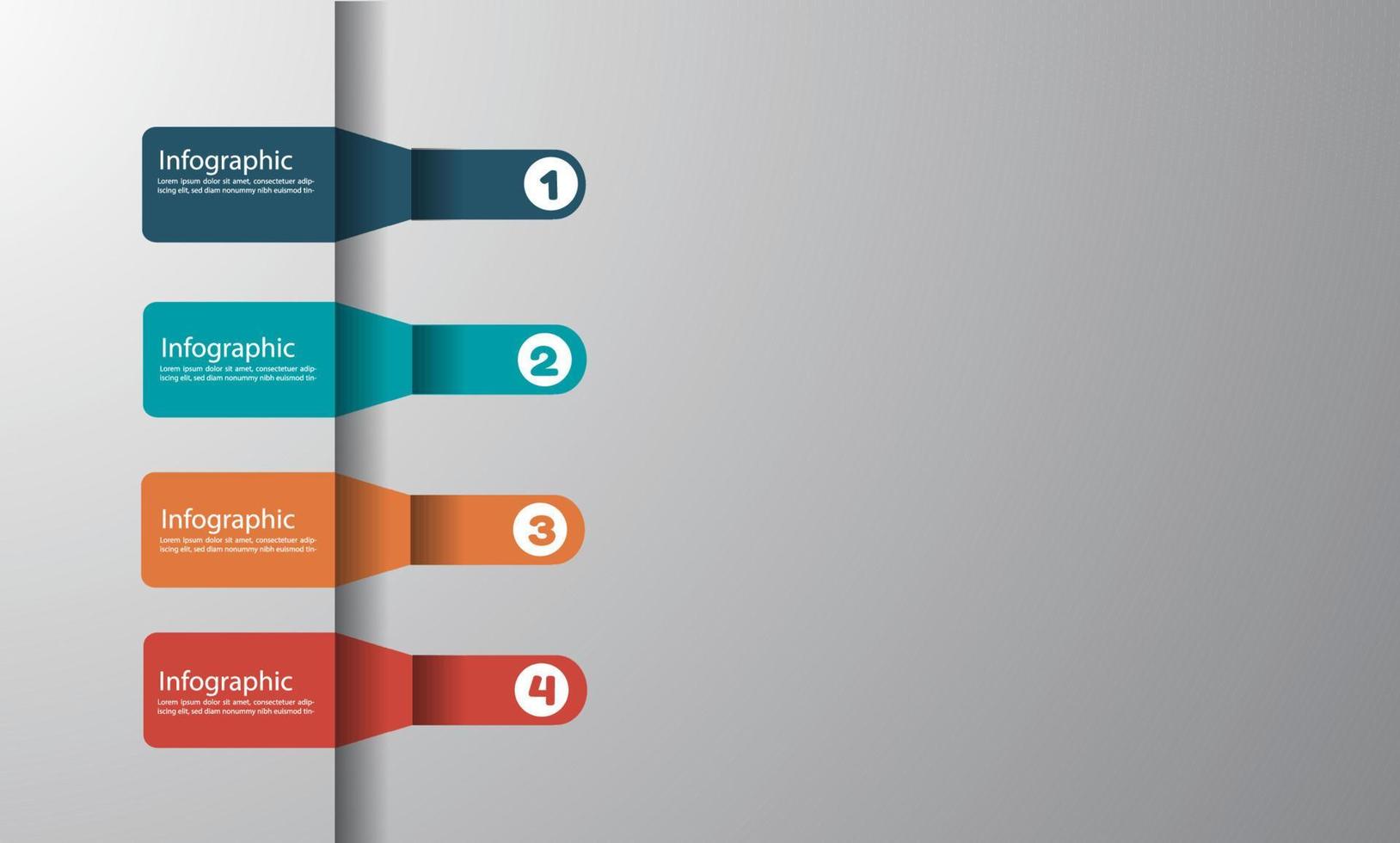 4 step circle timeline infographic options template with paper sheets. Vector abstract element can be used for business workflow layout, diagram, web design, presentations.