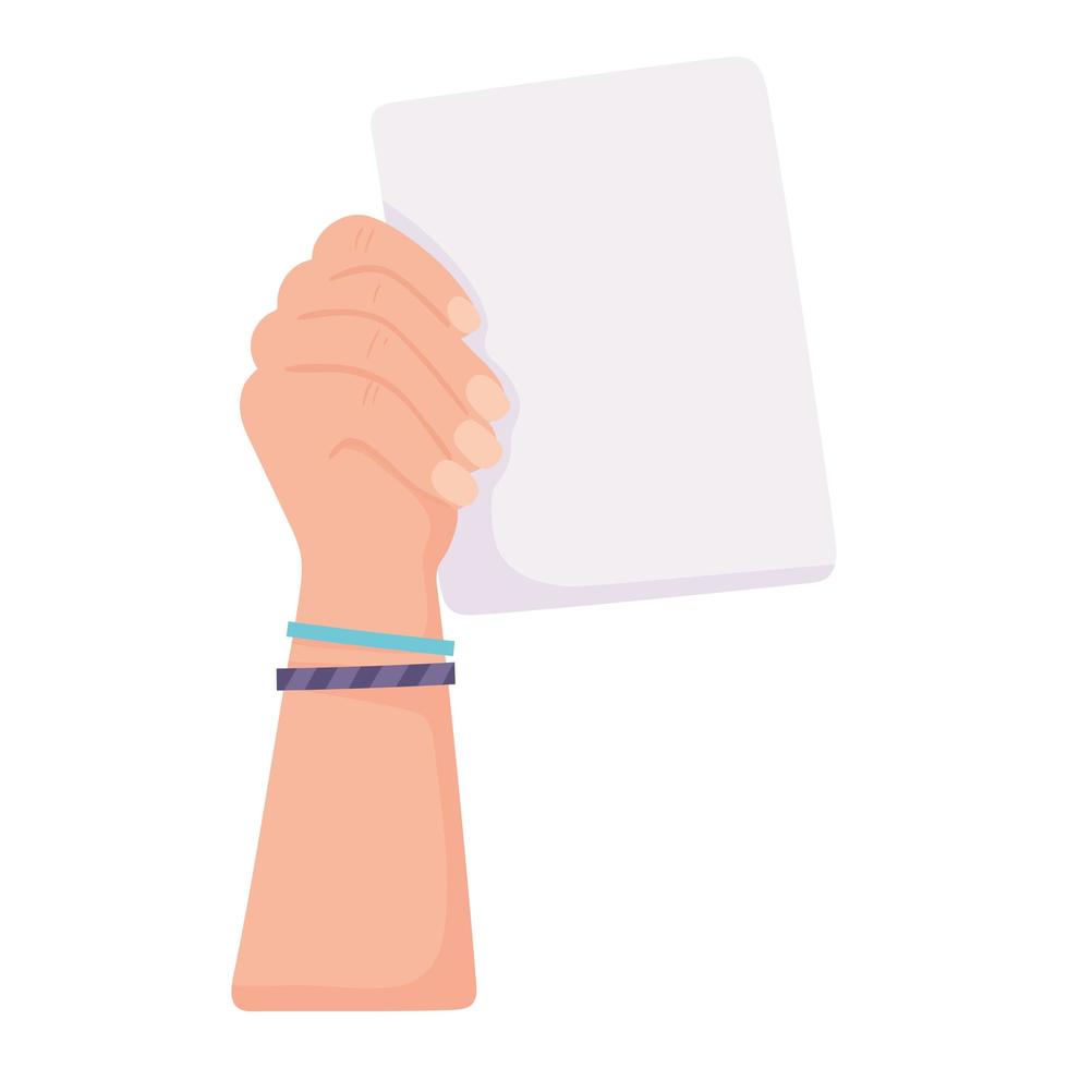 raised hand with paper vector