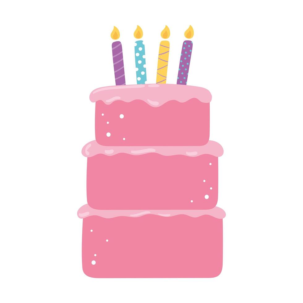 pastel de cumpleaños con velas vector