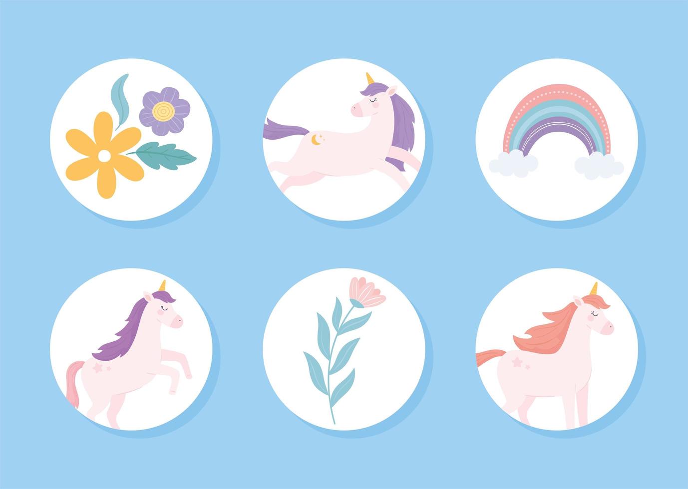 unicorns cute cartoon vector