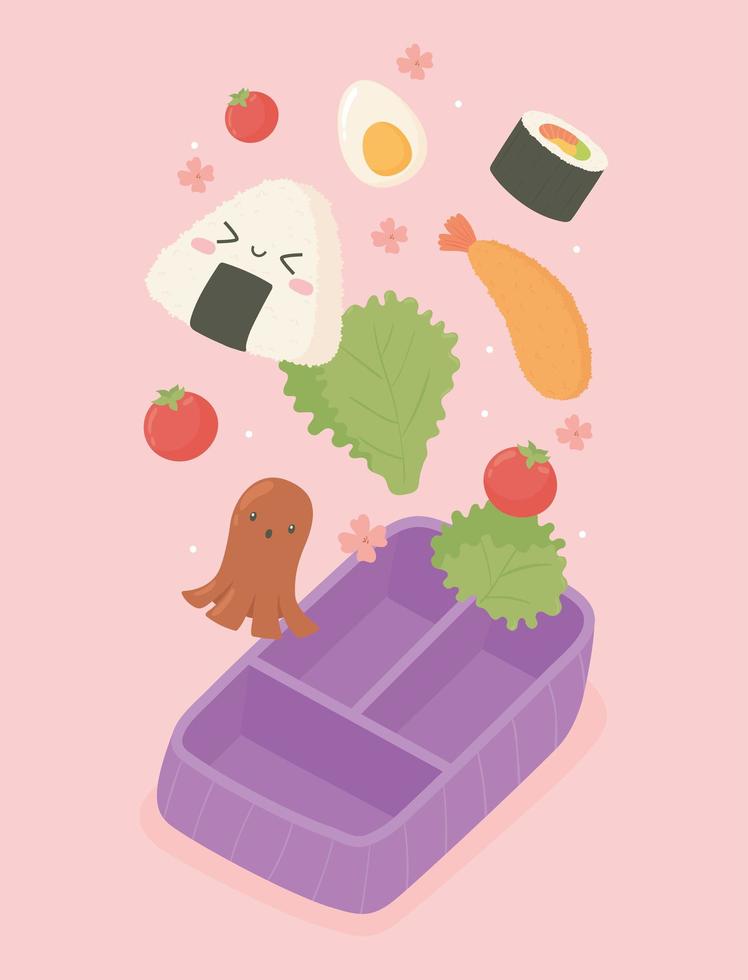 cute cartoon bento box vector