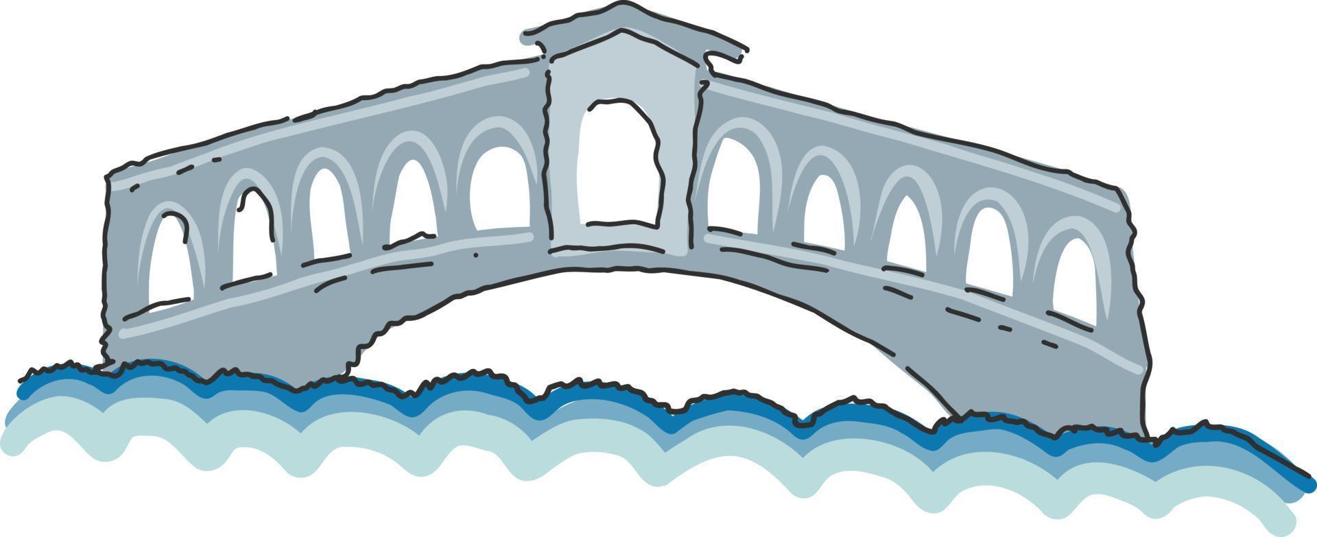 puente de rialto ilustración de estilo garabateado. ilustración simple del puente de rialto vector venecia, italia. puente de rialto, monumento arquitectónico de italia.