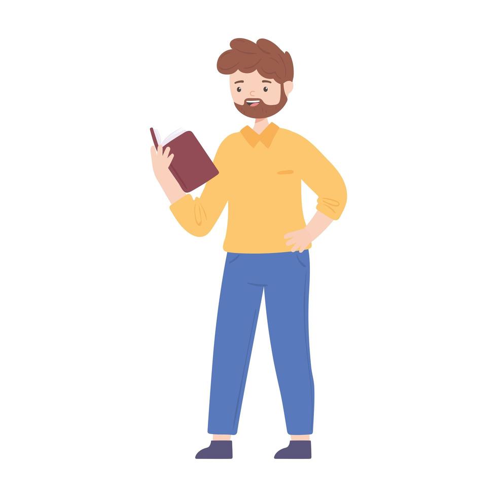 man reading a book vector