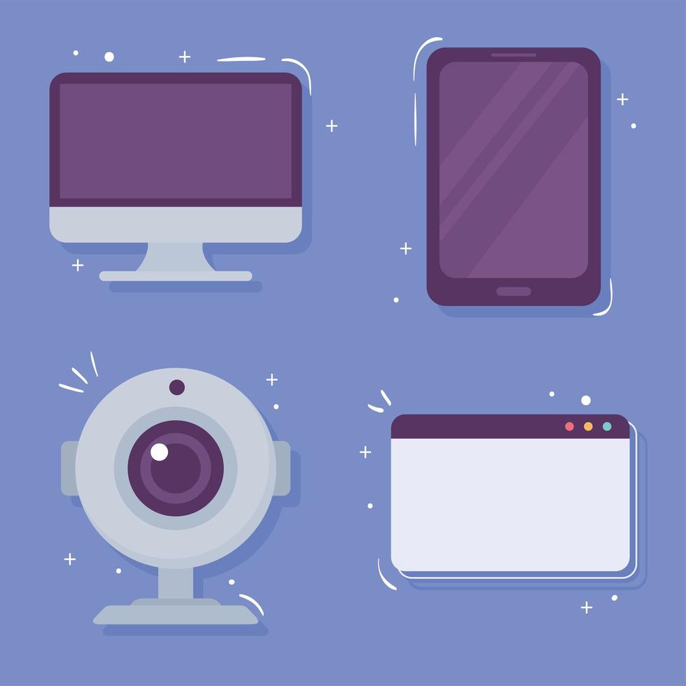 webcam and gadgets icons vector